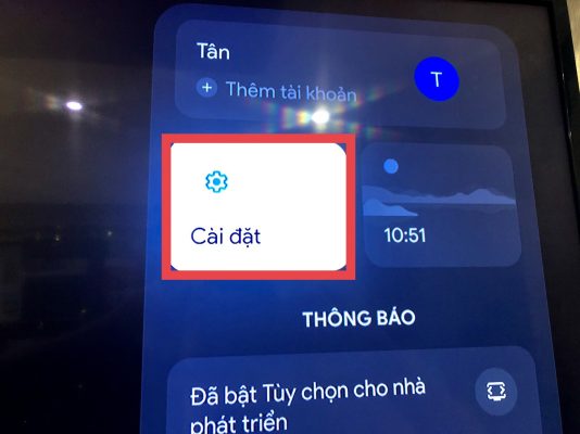 Vào Phần Cài đặt