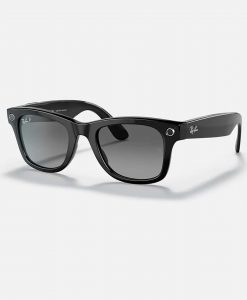 Kinh Ray Ban Stories Shiny Black Polarized Grey Gradient