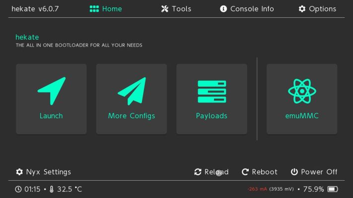 Chọn Mục Reboot ở Menu Hekate