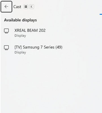 Chọn Mục Xreal Beam