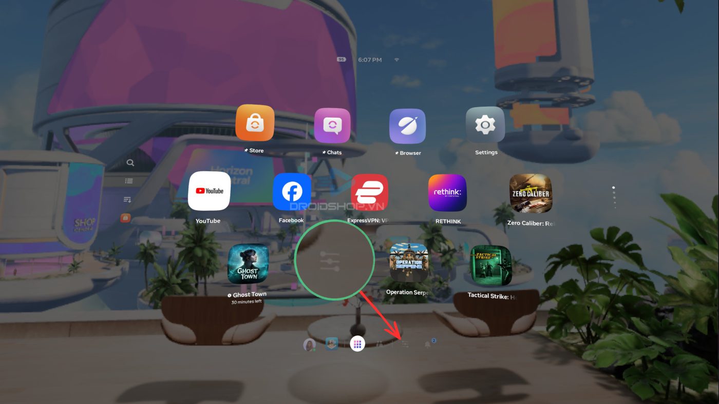 Chọn Biểu Tượng Quick Setting Trên Thanh điều Hướng