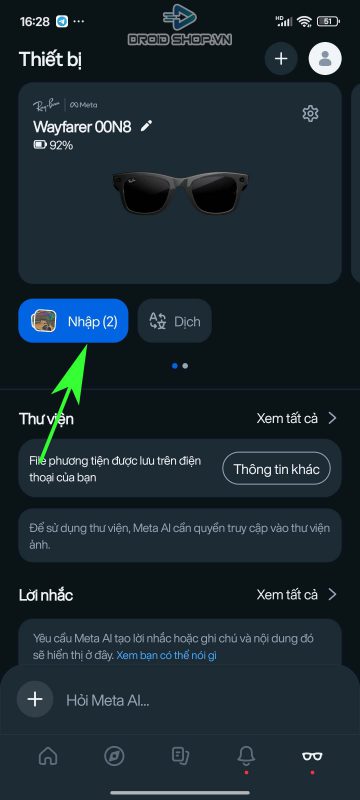 Giao Diện Chính App Meta Ai