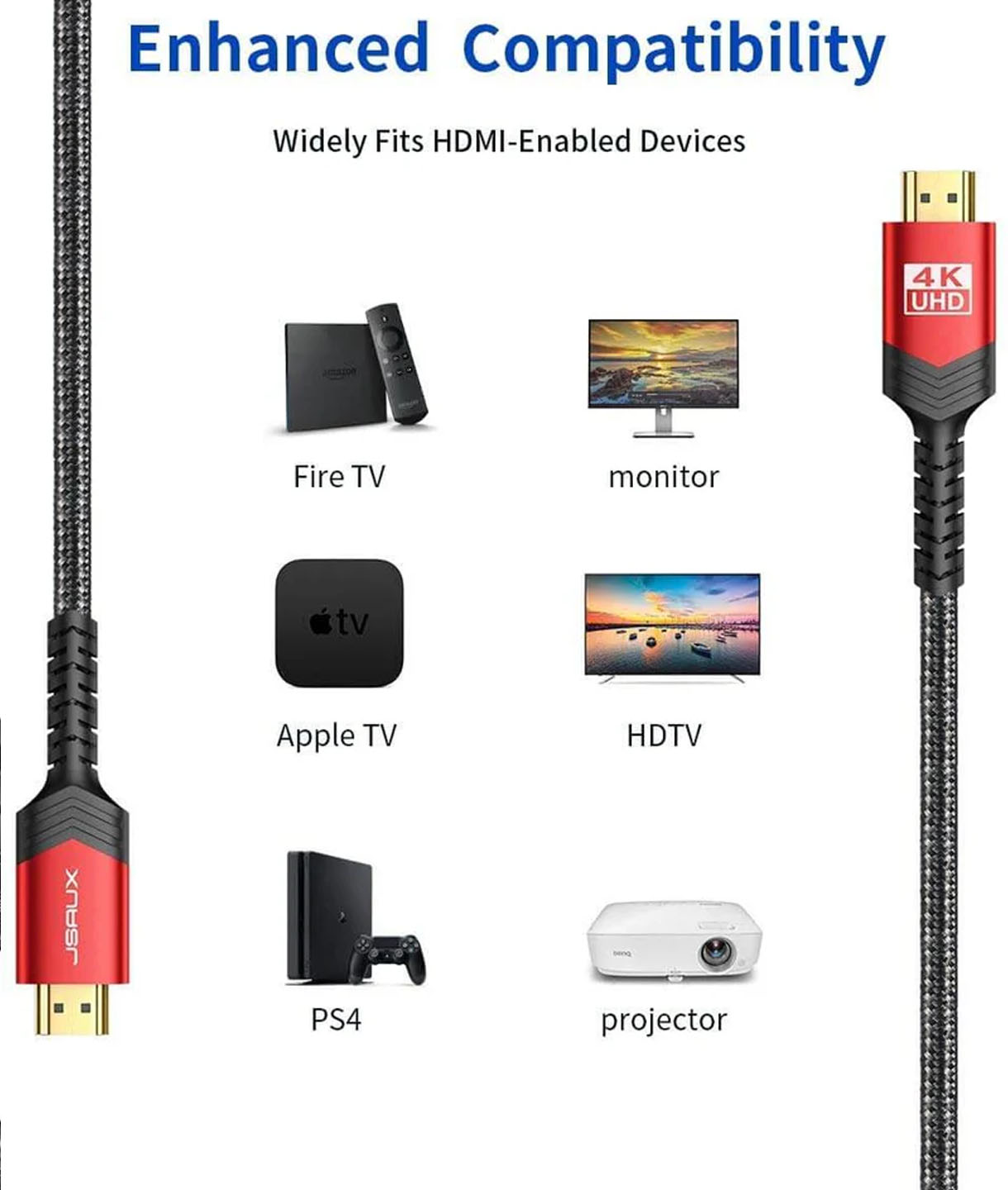 Cáp Hdmi 2.0 4k60hz Chính Hãng Jsaux 2