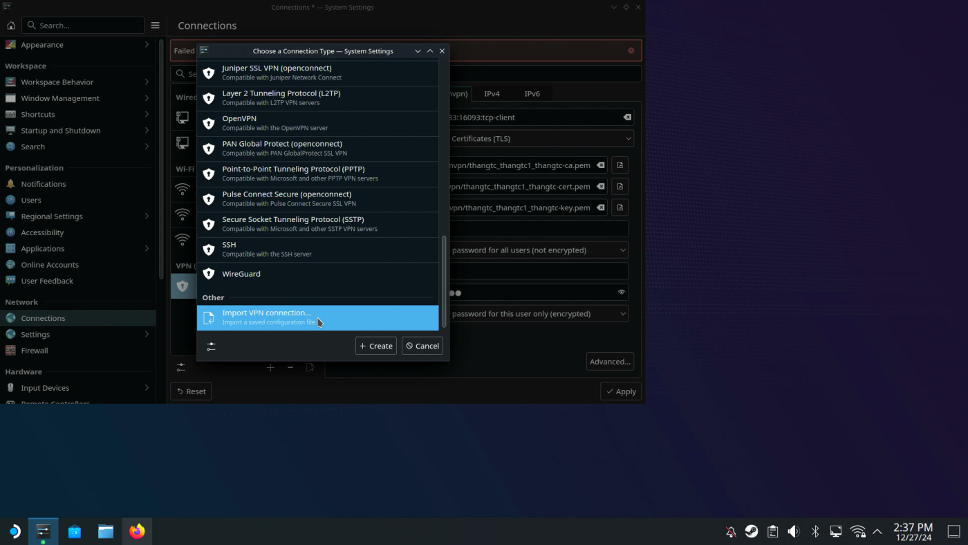 Import Vpn Connections