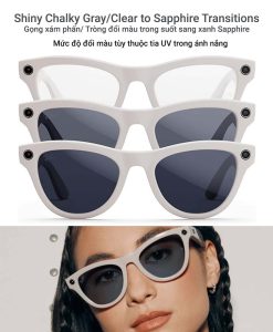 Rayban Meta Skyler Shiny Chalky Gray Tròng đổi Màu Clear To Sapphire Transitions