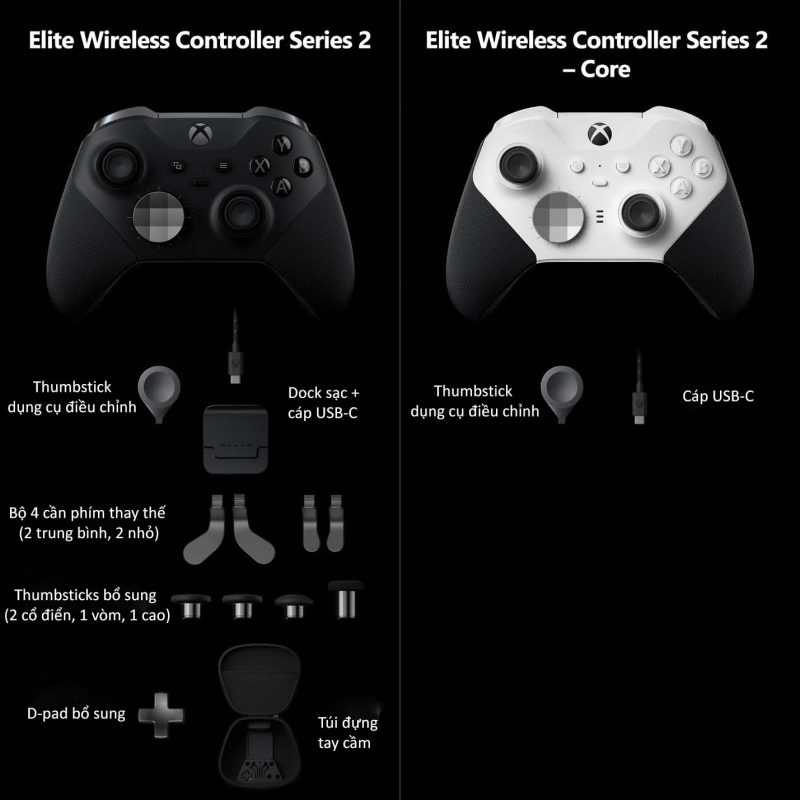 Bảng So Sánh Xbox Elite 2 Vs Elite 2 Core