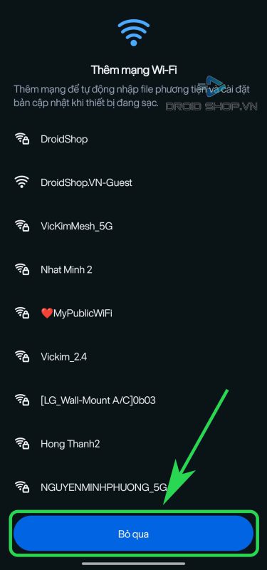 Skip Thêm Mạng Wi Fi Khi Kết Nối Kính