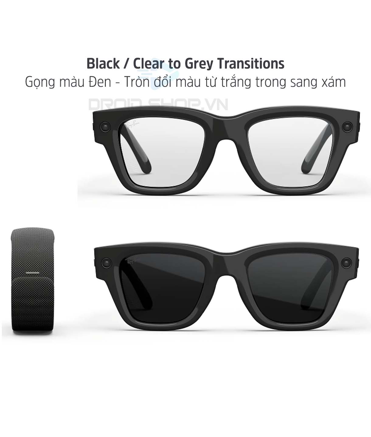 Kính Meta Ray Ban Display Gọng Black Tròng đổi Màu Xám