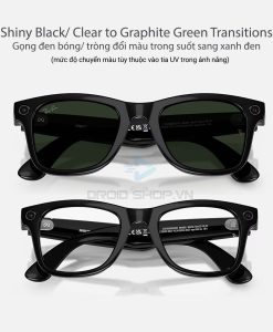 Kính Rayban Meta Gọng đen Bóng Tròng đổi Màu Gen 2