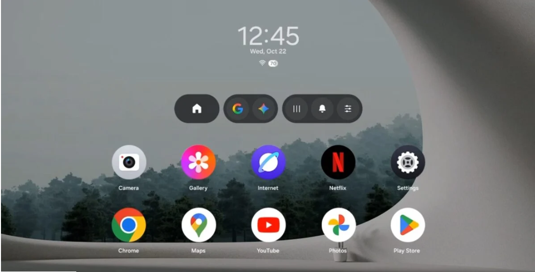 Giao Diện Chính Trên Kính Galaxy Xr Chạy Hệ điều Hành Android Xr
