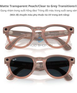 Ray Ban Meta Headliner Gen 2 Gọng Trong Suốt Peach Tròng đổi Màu Xám