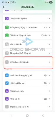 Bấm Vào Khôi Phục Cài đặt Gốc