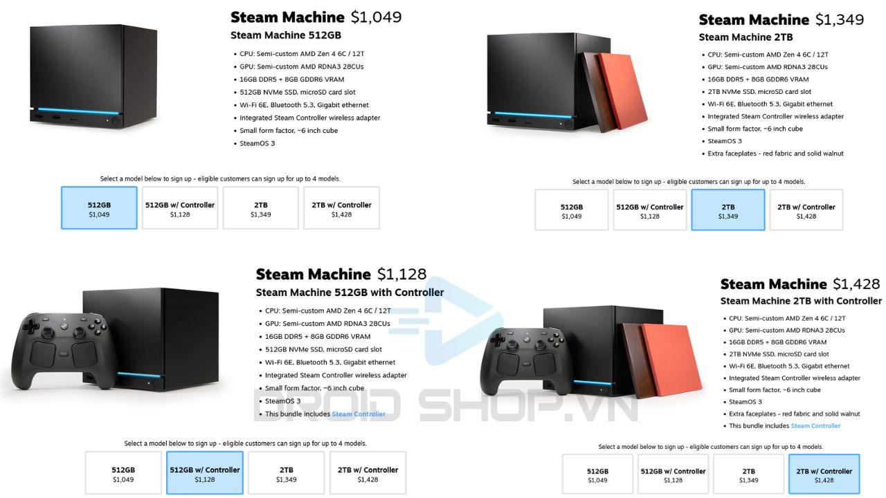Bảng Giá được Công Bố Chính Thức Của Steam Machine