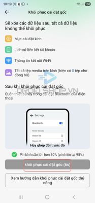 Các Lưu ý Trước Khi Khôi Phục Cài đặt Gốc