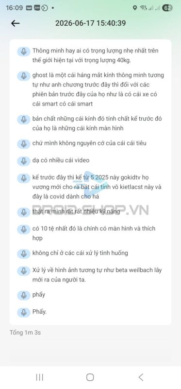 Log Lưu Lịch Sử Phiên Phụ đề Trên App Hi Rokid