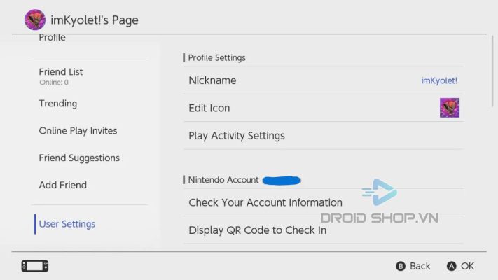 Mục User Settings Trong Phần User
