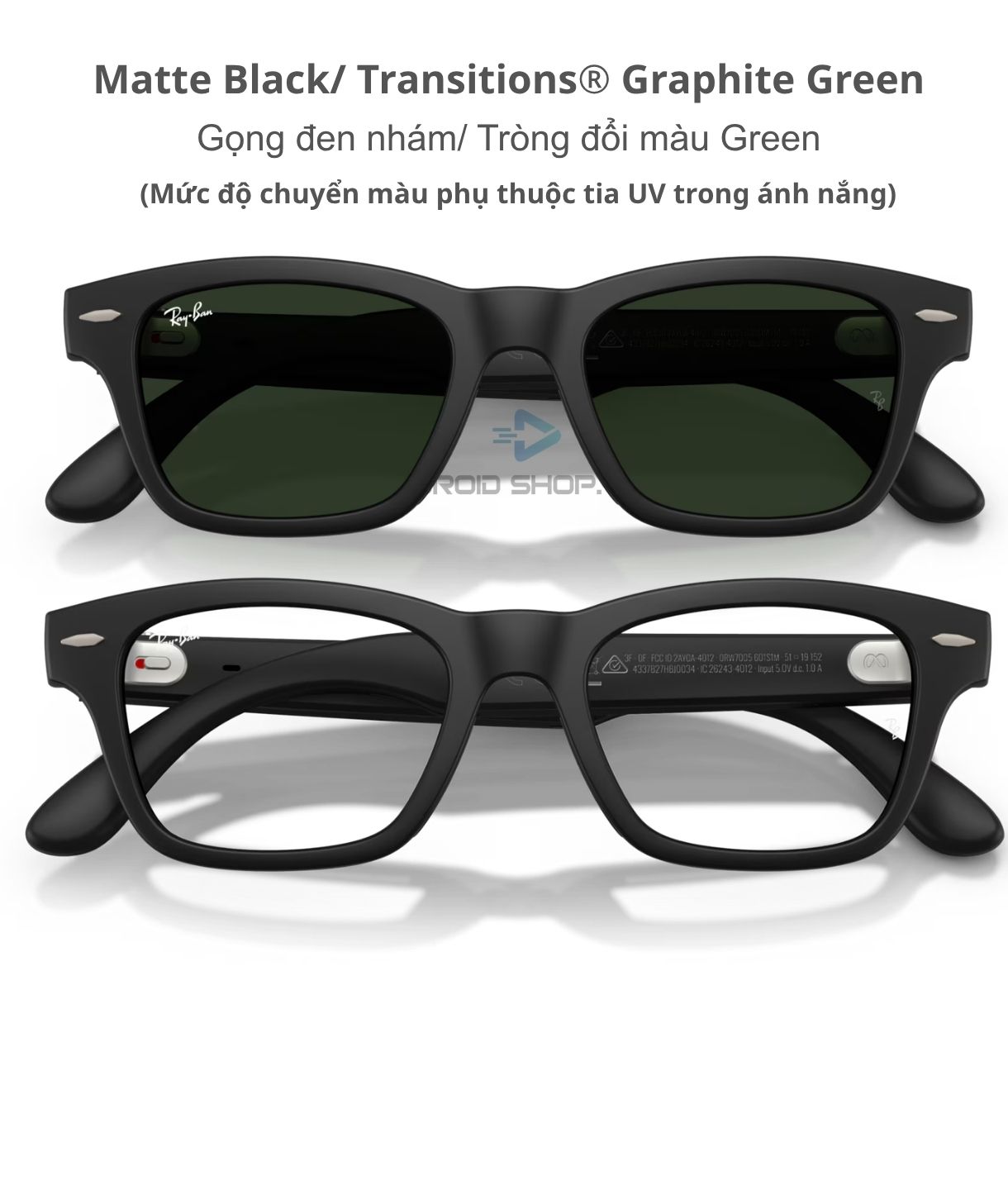 Kính Ray Ban Meta Audio Burbank Matte Black Transitions Graphite Green