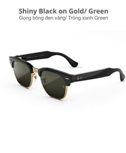 Kính Ray Ban Meta Audio Clubmaster Shiny Black On Gold Transitions Green