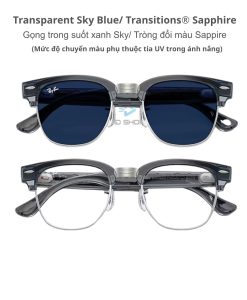 Kính Ray Ban Meta Audio Clubmaster Transparent Sky Blue Transitions Sapphire